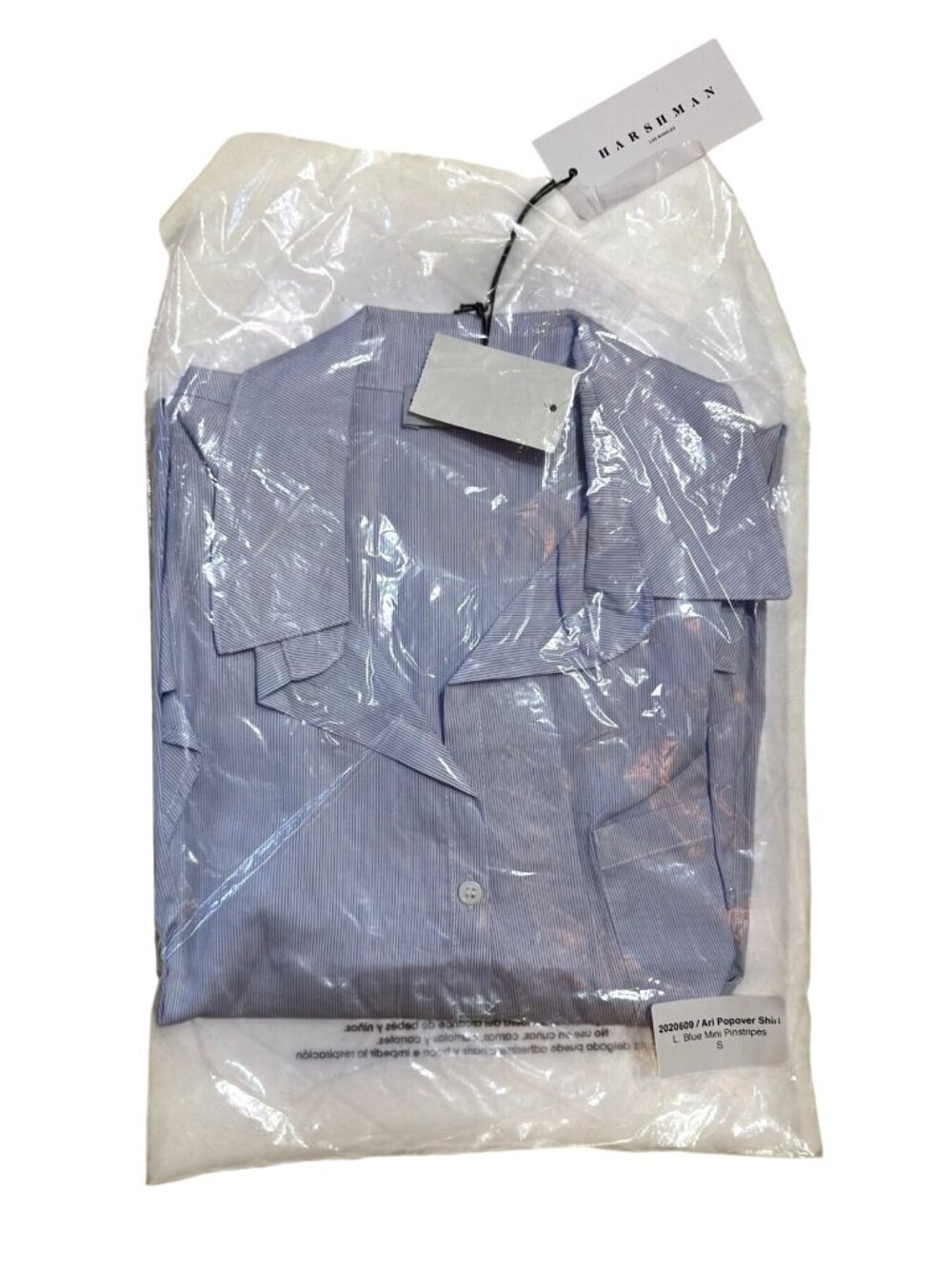 Harshman Ari Popover Shirt Blue Mini Pinstripes S New With Tags $192